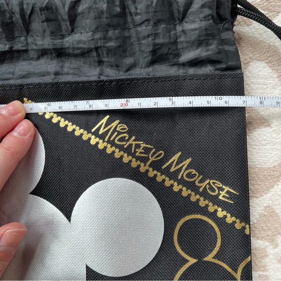 Disney Mickey Mouse Drawstring Backpack Draw String Bag Backpack Black/Silver - Picture 4 of 6